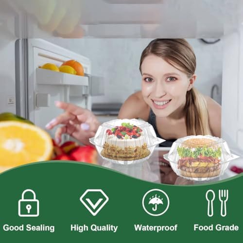 200 Pack Clear Clamshell Food Containers with Sealing Sticker, 6x6 Inch - Image 4