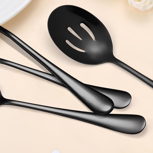 Black Serving Utensils Set 10-Piece Stainless Steel Kitchen Catering Flatware include Catering Tong Big Spoons and Ladles Servers Large Fork Spatula Ideal for Home and Restaurant Use - Image 4