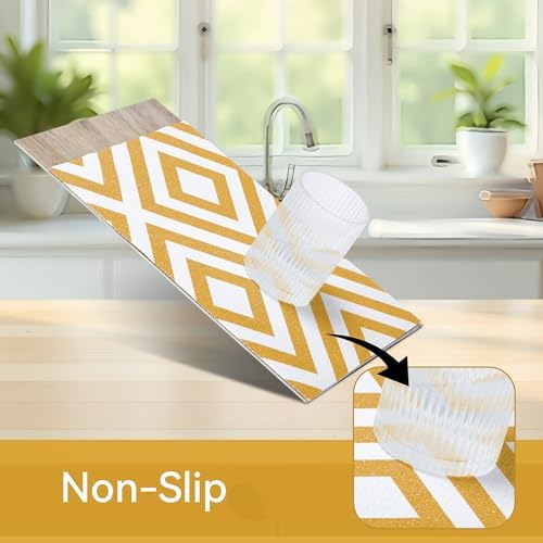 FIFTY FEET 12"x120" Non-Adhesive Shelf Liner for Kitchen Cabinets and Drawers, Washable Non-Slip PVC Cabinet Liner (Yellow Plaid)(1 Roll) - Image 2