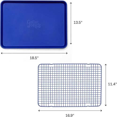 Great Jones Holy Sheet Pan & Big Chill Rack Set (Blueberry) | Nonstick, Aluminized Steel | 18.5"x13.5" Heavy-Duty Sheet Pan & Cooling Rack | For Baking, Roasting, Broiling | Oven & Dishwasher Safe - Image 6