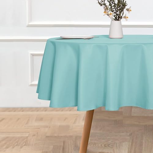 sancua Turquoise Round Tablecloth 60 Inch Diameter for 20-48 Inch Tables - Image 2