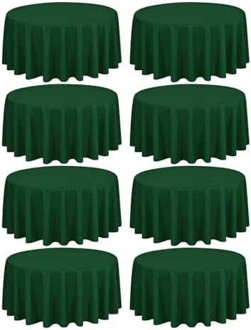 8 Pack Hunter Green Round Tablecloths, Diameter of 90 inch by FXKS