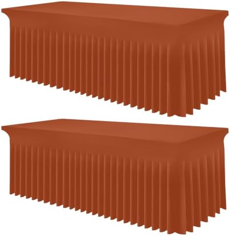 Smiry 2 Pack Spandex Elastic Fitted Table Cloth Skirt for 8FT Table by Smiry