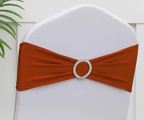 Terracotta Chair Sashes 50 Pack, Burnt Orange Spandex Chairs Sashes for Halloween Wedding, Birthday, Party Decor, Sashes for Folding Chair Covers. by GANKAR