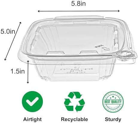 8oz RPET Clear Hinged Lid Tamper Evident Container - durable, stackable, to go box - 240pcs - Image 3