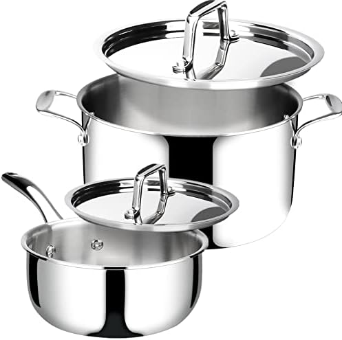 Duxtop Whole-Clad Tri-Ply Stainless Steel 3Qt Saucepan and 6.5Qt Stockpot Bundle by duxtop