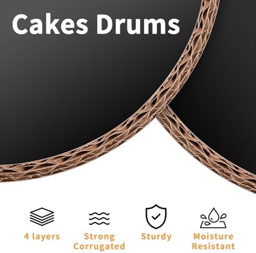 10packs Cake Boards 12 Inch Round,1/2" Thick Cake Drum, Cake Board Food Grade Cake Base, White Cake Cardboard Circles Bases para Pasteles for Wedding & Party & Pizza Desserts（Black 12inch/10pcs） - Image 3