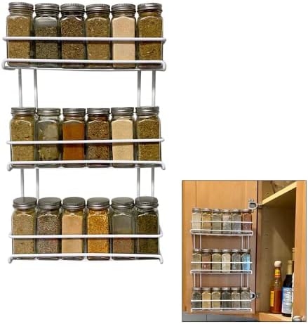 Evelots 3-Tier Spice Rack Organizer Door/Wall Mount, Holds Up to 18 Bottles by Evelots