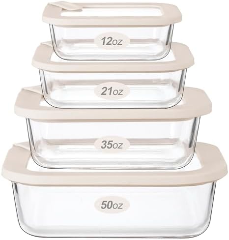 Urban Green Glass Food Storage Containers with Glass Lids, Microwave Safe Food Container Set, Aitight Meal Prep Container Set, LeakProof, 100% Plastic Free, 4 Pack by LiveaLifeEasierandGreener