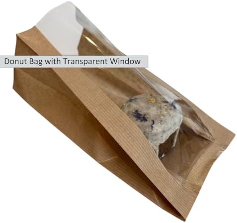 100 Pcs cozymomdeco Korean Made Bakery Bags with Window, Paper Sandwich Bags, Donut To Go, Bakery for Treat, Snack, Cookie Packaging,Pastry Bags (Brown) (Small) (Pack of 4) - Image 4