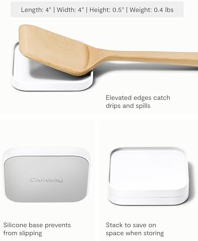Caraway Spoon Rest Set of 2, Stackable Spoon Holder for Kitchen Counter | Drip Catching, Heat-Resistant Design, Non-Slip Base, White - Image 2
