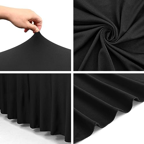 2 Pack Black Spandex Table Skirts for 8 Ft Rectangular Tables - Image 5