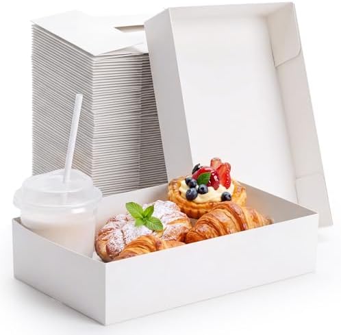 Chinco 100 Pieces Paperboard Kraft Food Trays 4 Corner Pop up Food Tray Disposable Foldable Cardboard Movie Night Snack Party Container Box for Holding Drink at Stadiums or Theaters (White) by Chinco