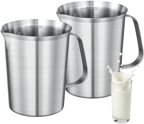 Stainless Steel Measuring Cups 2-Pack, Unbreakable Metal Measuring Cup Set with Easy-Read OZ/ML Marks & Secure Grip Handle, Ideal for Kitchen, Baking, Bar, Party & Pet Food (16 oz+16 oz) by WELKORCateringEquipment
