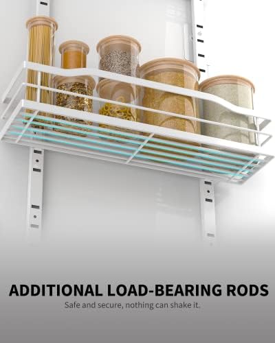 Moforoco White Narrow 9-Tier Over The Door Pantry Organizer, Pantry Organization and Storage, Metal Hanging Basket Wall Spice Rack Seasoning Shelves, 12.2" - Image 4