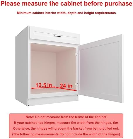 Sikarou Pull Out Cabinet Organizer 11" W x 21" D, Heavy Duty Kitchen Cabinet Pull Out Shelves, Slide Out Wire Basket for Kitchen Cabinets, Bathroom, Pantry, Chrome Finish - Image 3
