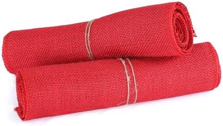 MDS® Pack of 10 Natural Burlap Table Runner, 12 x 108 Inch, Jute Rustic Farmhouse Boho Table Decor for Wedding Reception, Dining Table, Bridal Shower, Baby Shower & Party Decorations - Red - Image 5