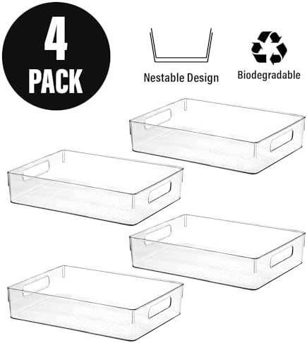 ShelfShaper Large Clear Plastic Storage Bins, Pantry Organizers and Storage Containers Fridge Organizer Bins for Organizing Home Kitchen Under Sink Bathroom Refrigerator Freezer Laundry Room - Image 4