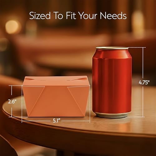 Restaurantware Bio Tek 30 Ounce Take Out Boxes 50 To Go Lunch Boxes - Tab-Lock Closure Heat-Tolerant Orange Paper Disposable Lunch Boxes Greaseproof For Hot And Cold Foods - Image 2