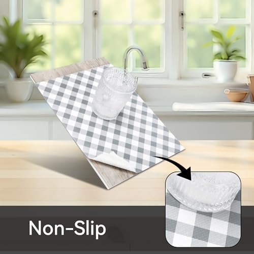 FIFTY FEET 12"x120" Non-Adhesive Shelf Liner for Kitchen Cabinets and Drawers, Washable Non-Slip PVC Cabinet Liner (Plaid)(1 Roll) - Image 2
