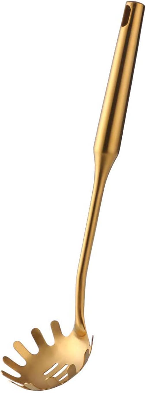 Pasta Fork, Pasta Spoon, Spaghetti Sever, 304 Stainless Steel Pasta Server, Gold Spaghetti Spoon Server, Heat Resistant, 12.63 inch by Hayuhone