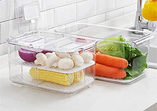 SANNO Fridge Food Storage Container Storage Containers, Produce Saver with Lids and Vents,Vegetable Fruit Storage Containers Stackable Salad Lettuce Keeper for Refrigerator，set of 2 - Image 2
