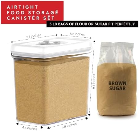 DWËLLZA KITCHEN Large Airtight Food Storage Containers with White Lids (3.8L, 0.8L) - Clear Plastic Bulk Food Pantry & Kitchen Storage Containers for Flour, Sugar 4 Pc BPA-Free, Keeps Fresh & Dry - Image 3