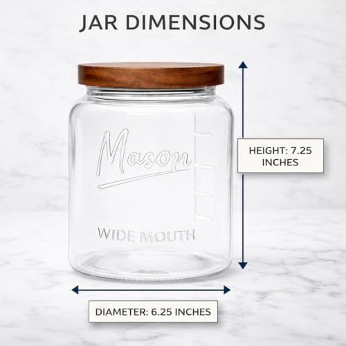Kitchentoolz Half Gallon Glass Mason Jars with Airtight Push to Close Wooden Lids - Food Storage & Canning Jars with Measurement Markings - Pantry Containers for Flour, Sugar & Dry Goods - 64 oz (4pk) - Image 2