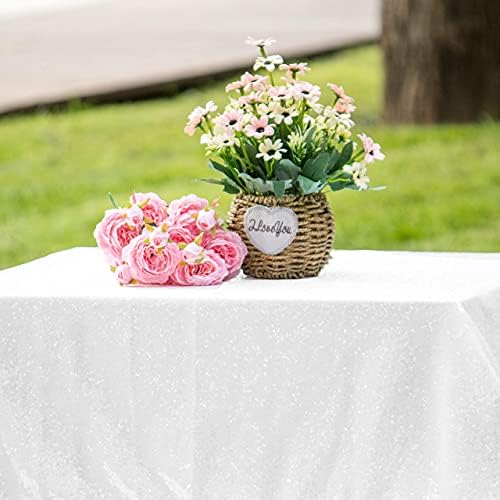 JYFLZQ White Sequin Tablecloth, Glitter Table Cover 50x80 Inch Rectangle - Image 3