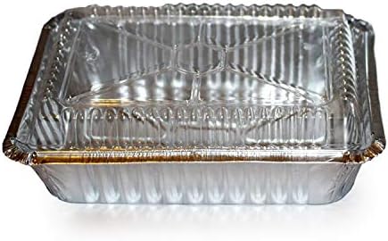 Tiger Chef Oblong Aluminum Tin Foil 2.25 Pound Pans Dimensions: 8.44" X 5.89" X 1.8" With Clear Dome Lids Measures: 8.5" x 6" x 1" Disposable Freezer to Oven Safe for Takeout Storing - 25 Pack - Image 2