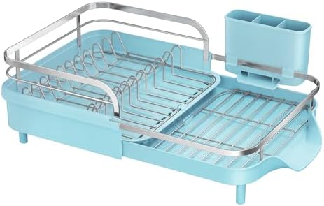 SAYZH Expandable Dish Drying Rack for Small Kitchen Counter, Blue by SAYZH