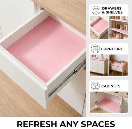 Coavas Shelf and Cabinet Liner, Easy Cut Protective (Pink, 12 in x 20 ft) - Image 6