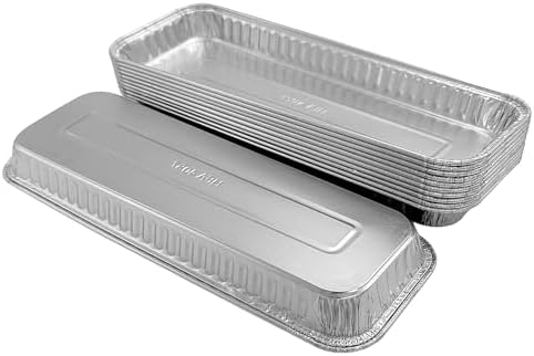 PACTOGO 11" x 4" x 1" Disposable Aluminum Foil Oblong Danish Cake Pans with Clear Hinged Lid Containers - Ideal Baking Tins for Sweets, Coffee Cakes, Danishes, Cookies, Brownies (Pack of 50) - Image 2