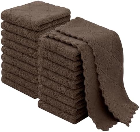 Homaxy Super Soft 18 Pack Coral Velvet Dish Cloths, 7" x 9", Brown by Homaxy