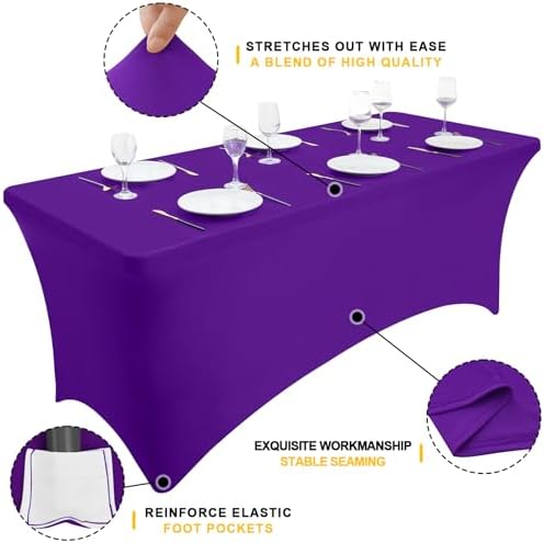 Smiry 2 Pack Spandex Table Cloth 4FT, Elastic Fitted Purple Tablecloth - Image 3