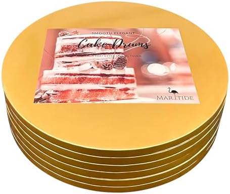 6 Inch Cake Board Drums Round, 6-Pack, Gold, Sturdy 1/2” Thick for Heavy Or Multi-Tiered Cakes by Maritide