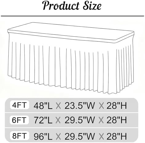 Besutolife Black Spandex Tablecloth with Skirt for 8ft Rectangle Tables 1 Pack - Wrinkle-Resistant, Stretchable, Machine Washable - Perfect for Weddings Banquets Birthday Parties Events - Image 4