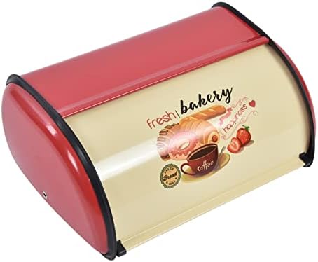 Metal Bread Box for Kitchen Countertop,Space Save Bread Boxes Large Capacity Bread Bin Holder Container with Roll Top Lid kitchen Storage Containers(9.1x13.0x5.7in) (red) by Unknown