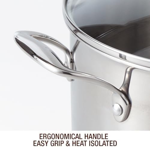 HOMICHEF Mirror Polished NICKEL FREE Stainless Steel 7 QT(Quart) Stock Pot with Glass Lid (No Toxic Non Stick Coating, Whole-Clad 3-Ply) - Triply Stainless Steel Pots and Pans - Soup Pots with Lids - Image 4