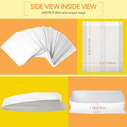 Zubebe 2400 Pcs Paper Sandwich Bags 7 x 6 x 1 Inch Wet Wax Glassine Paper Grease Resistant White Semi Translucent Bags for Bakery Cookies Candy Snacks French Fries - Image 2