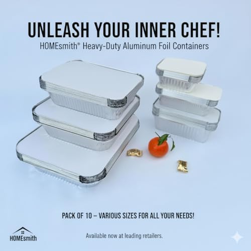 10 Pack Aluminium Foil Trays with Lids Containers Strong and Large Tin Foil Food Take Away Container Disposable Food Take Out Box with Lid|3 Litre | - Image 6