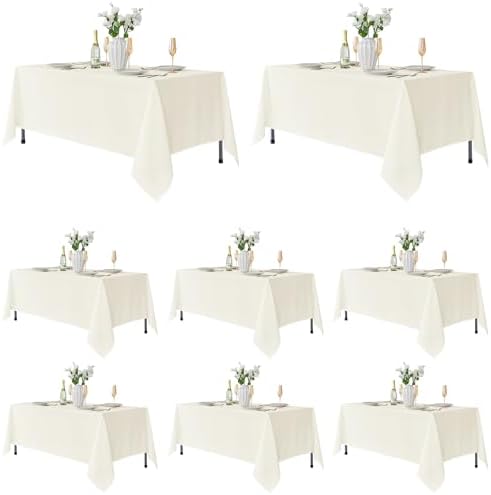 Fitable 8 Pack Ivory Tablecloths 70x120 Inch for 6-8 Ft Rectangle Tables by Fitable