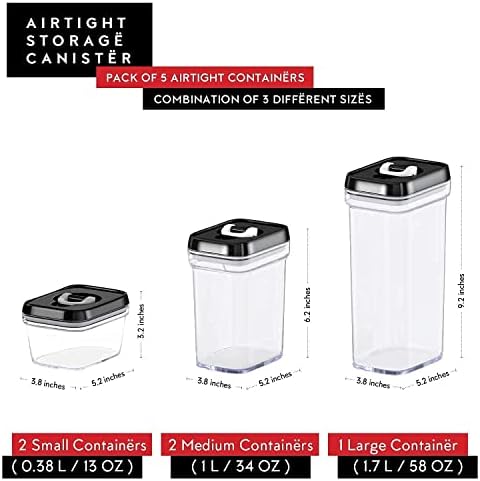DWËLLZA KITCHEN Airtight Food Storage Containers Set - 7 PC Set - For Kitchen Pantry Organization and Storage - BPA-Free - Clear Plastic Canisters for Spaghetti, Noodles, Pasta, Snacks & Much More - Image 7