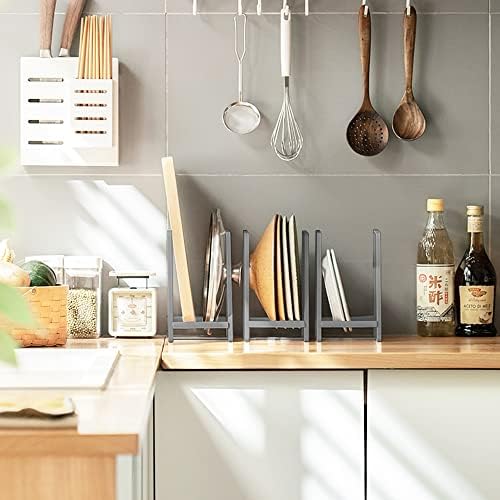 2PCS Plate Holders Organizer, Metal Dish Storage Dying Display Rack for Cabinet, Counter and Cupboard, Grey - Image 2