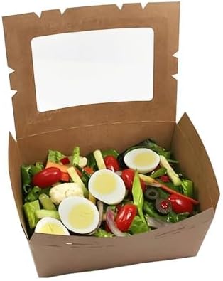 FC Meyer MeyerWindow #3 Kraft Boxes With Window, Disposable and recyclable Paperboard Take Out Cartons, Bakery Boxes, Lunch Box & Go To Food Storage Container, 7 3⁄4” x 5 1⁄2” x 2 1⁄2“, Pack of 140 by FCMeyerPackagingLLC