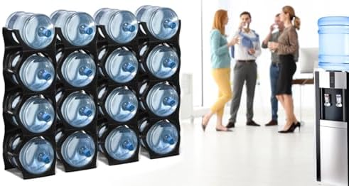 Bariboo Stackable Water Bottle Storage Rack Best Water Jugs 5 Gallon Organizer. Jug Holder for Kitchen, Cabinet and Office Organizing. Reinforced Polypropylene (Black, 4 No Shelf) - Image 5