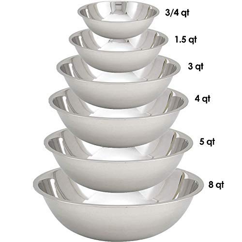 Tiger Chef Stainless Steel Mixing Bowls Set for Kitchen - Nesting Prep Bowls (Set of 6) - Image 2