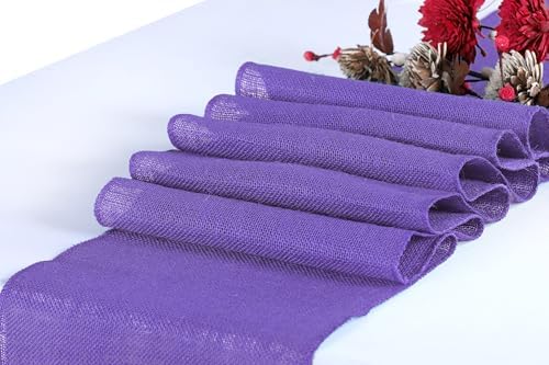 MDS® Pack of 25 Natural Burlap Table Runner, 12 x 108 Inch, Jute Rustic Farmhouse Boho Table Decor for Wedding Reception, Dining Table, Bridal Shower, Baby Shower & Party Decorations - Lavender - Image 2