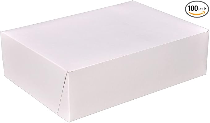 SCT Standard White Bakery Boxes 14x10x4, 100 Count by SouthernChampionTray