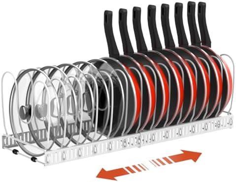 Housolution Pot and Pan Lid Organizer Holder Storage Rack, White by Housolution